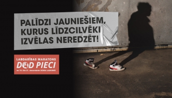 Šogad labdarības akcijā "Dod pieci!" vāc ziedojumus "neredzamo jauniešu" atbalstam
